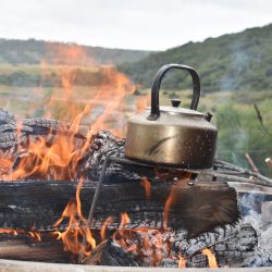 Kettle on open fire